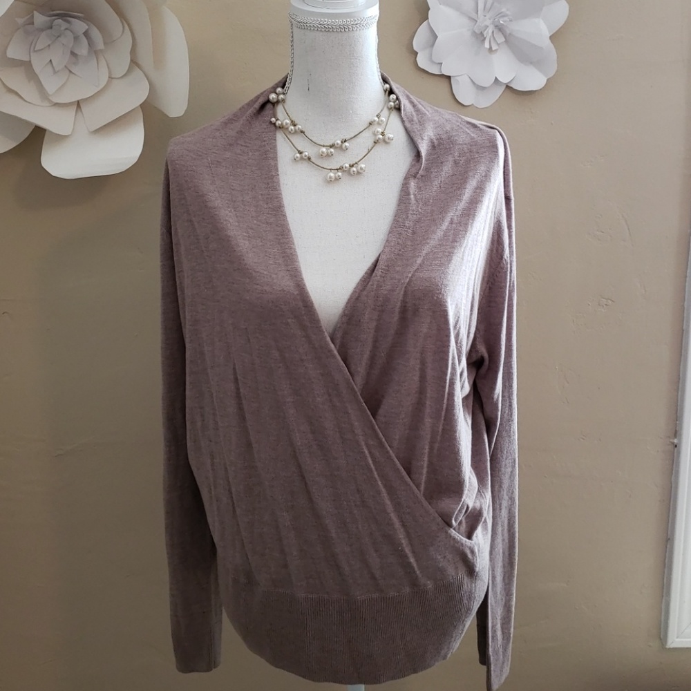 H&M Basic Tan Faux Wrap Sweater